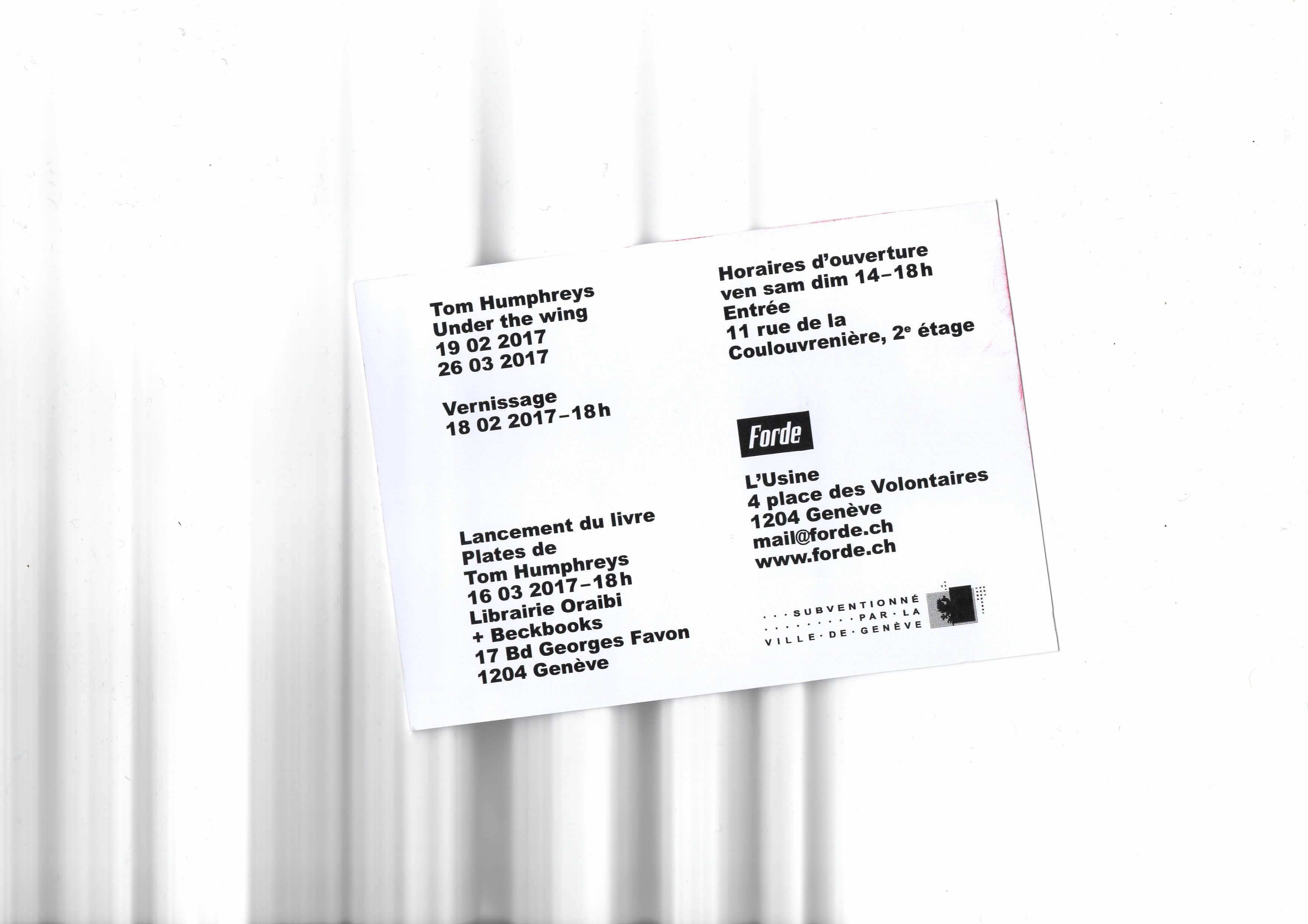 forde - flyer - Tom Humphreys – Under the wing