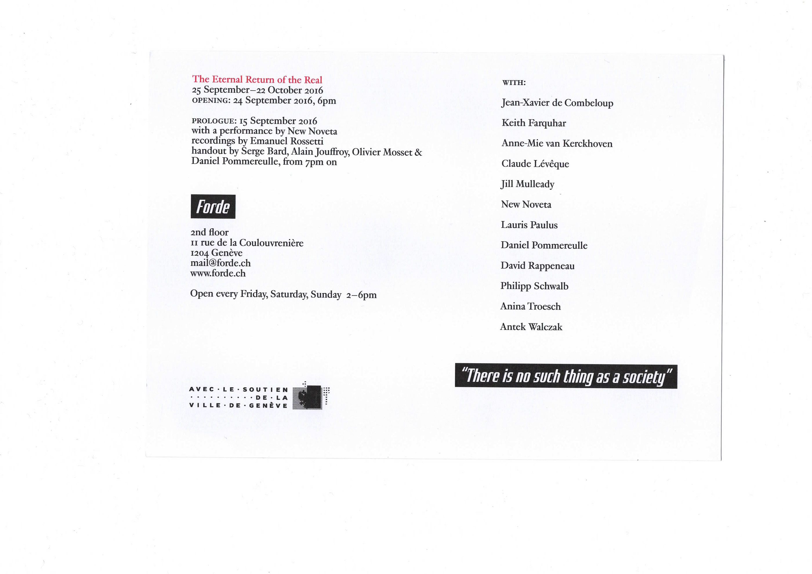 forde - flyer - The Eternal Return of the Real