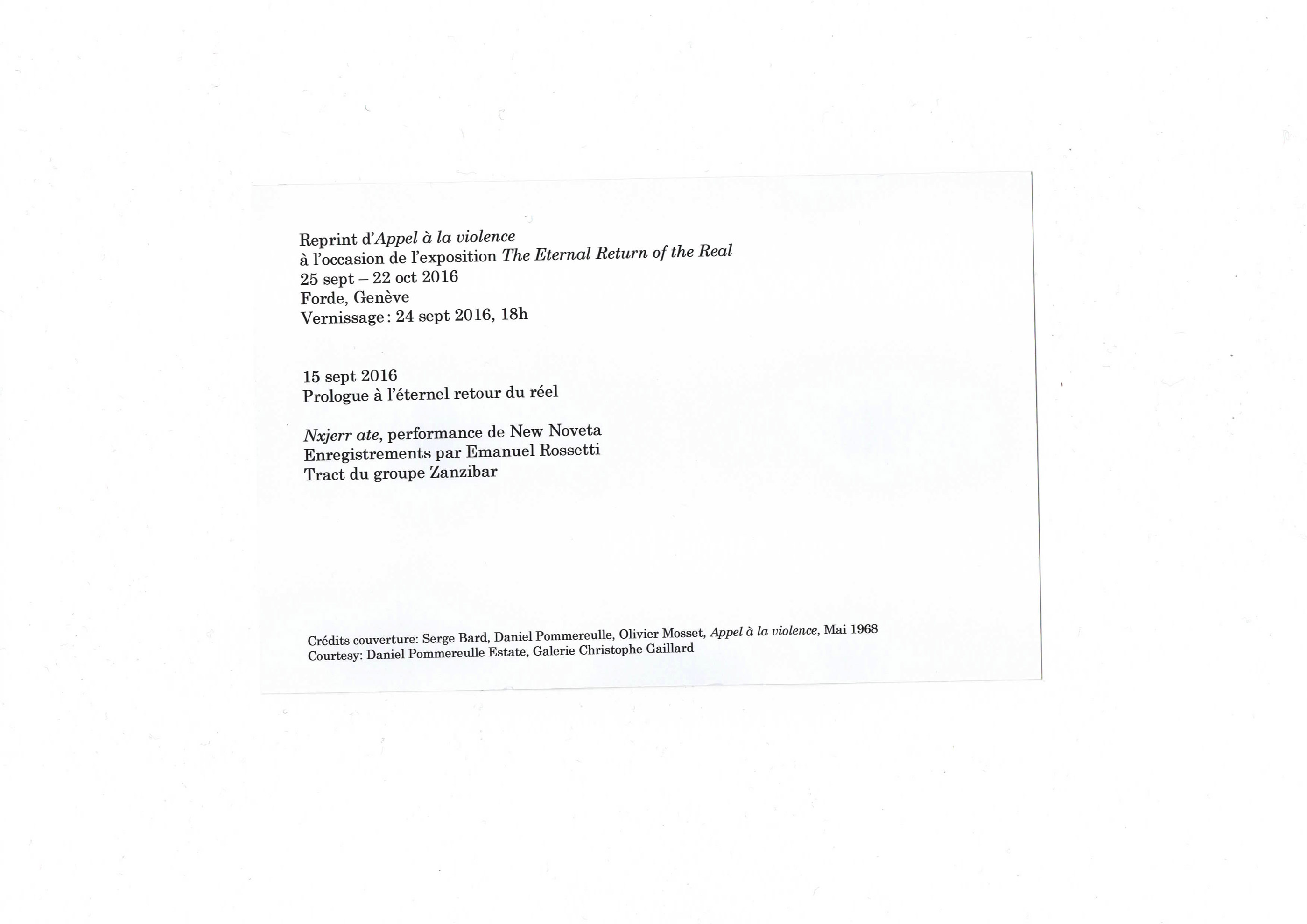 forde - flyer - Prologue to the Eternal Return of the Real